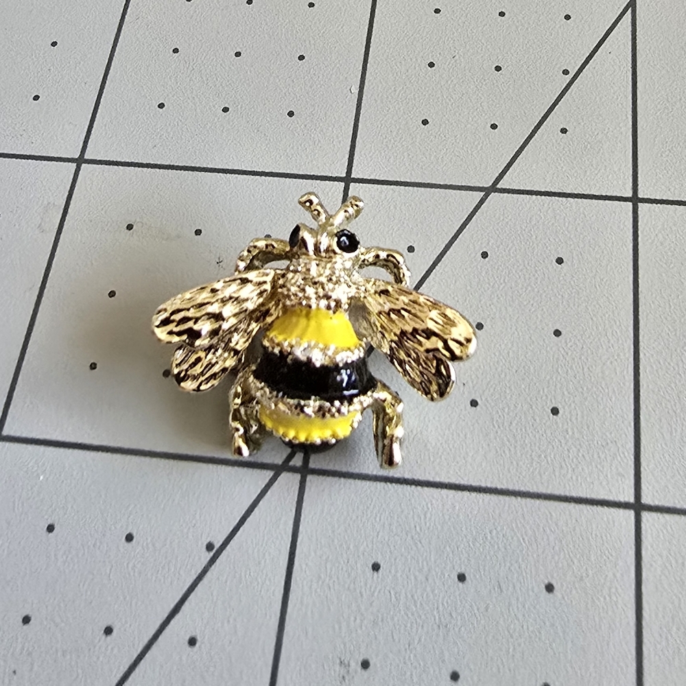 Gold Tone and Yellow Bee Brooch